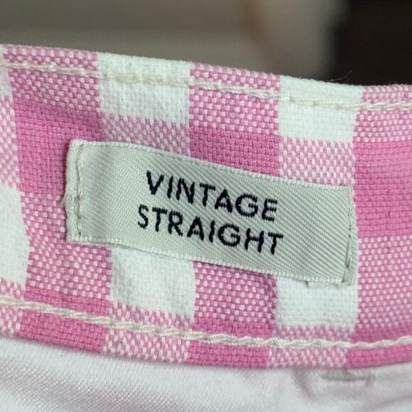 J.Crew Pink Gingham Jeans Vintage Straight AJ488 24" Valentine Easter Whimsical - Picture 5 of 6